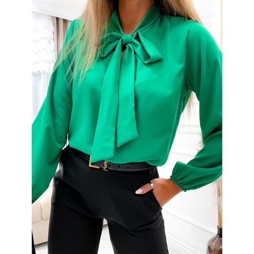 ZIELONA ELEGANCKA BLUZKA Z WIĄZANIEM Olika L olika.com.pl
