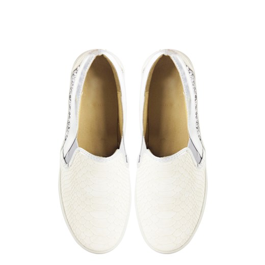 Beżowe Slip On Beige Slip On with Glitter born2be-pl bezowy na platformie