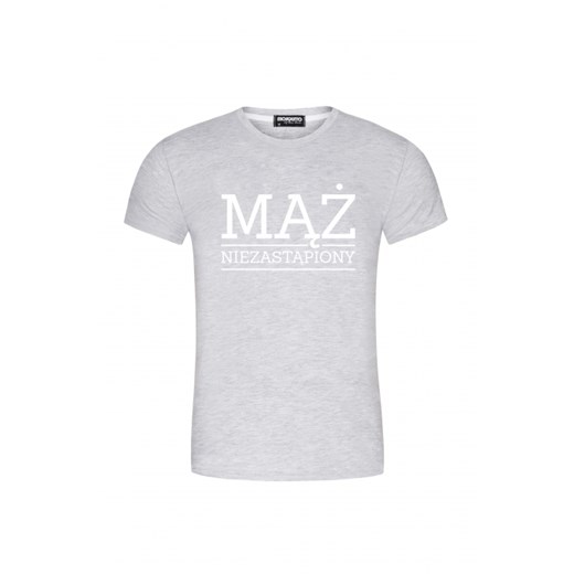 T-SHIRT "MĄŻ NIEZASTĄPIONY" mosquito-pl szary T-shirty męskie z nadrukiem