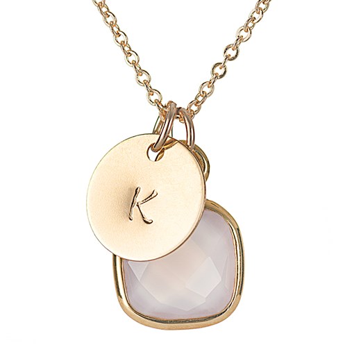 Naszyjnik Initial Pink Chalcedony finery bezowy metal