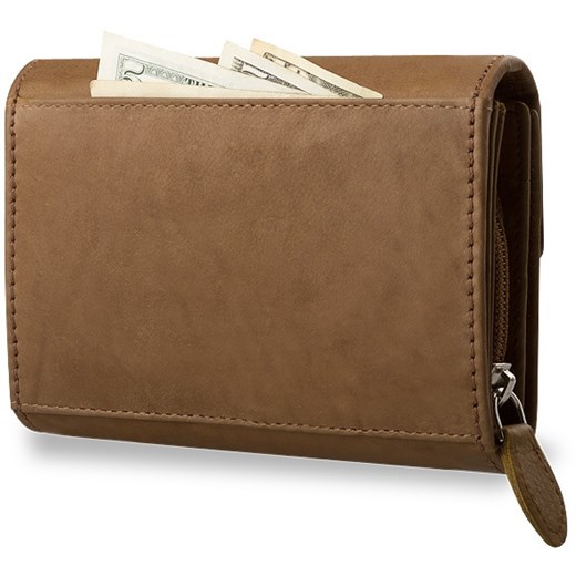 SKÓRZANA PORTMONETKA PORTFEL DAMSKI MONEY MAKER - CZERWONY world-style-pl brazowy oryginalne