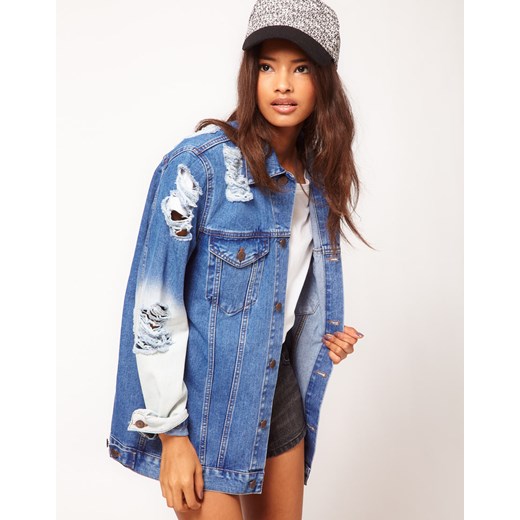 Kurtka Asos Denim With Rips And Bleach Detail pandzior-pl-new-vogue kurtki