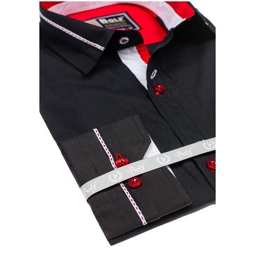 Koszula męska elegancka z długim rękawem czarna Bolf 5826