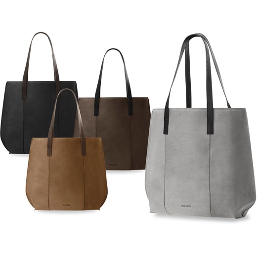 Duża torebka damska stylowy shopperbag baleine skóra naturalna - brązowy