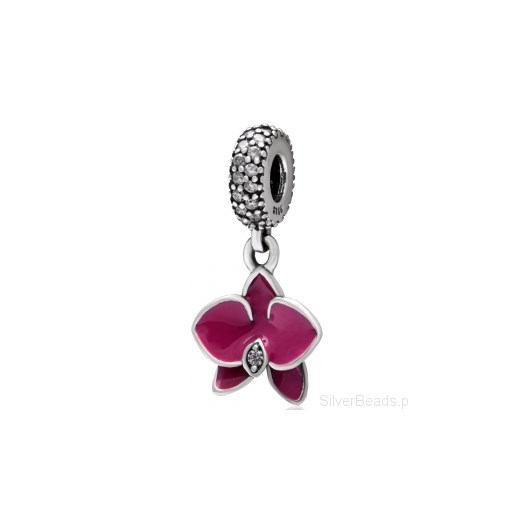 D557 Storczyk charms zawieszka koralik srebro 925