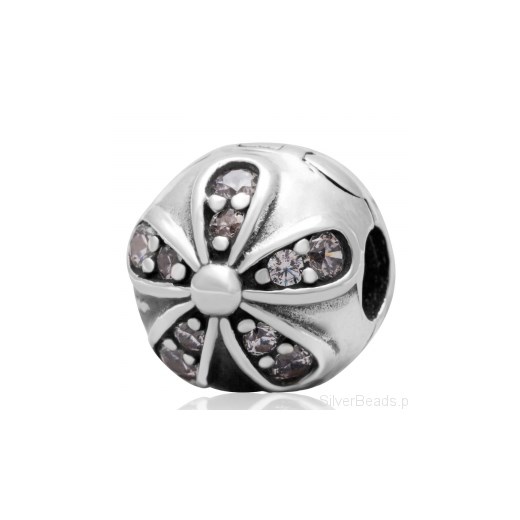 D513 Kwiat klips spinka charms koralik srebro 925
