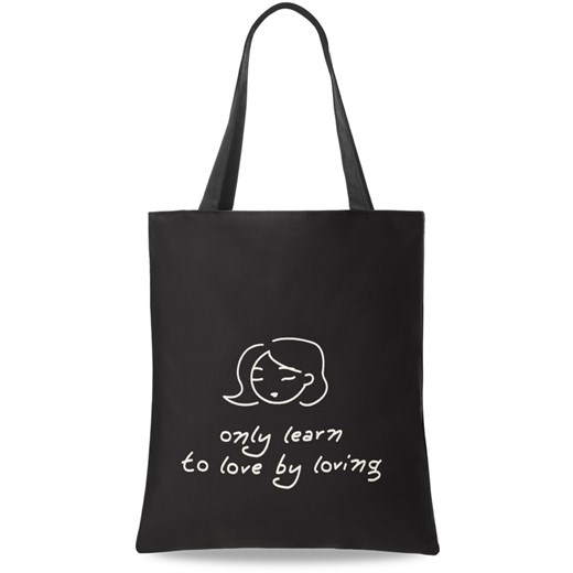 MŁODZIEŻOWA TORBA NA ZAKUPY BAWEŁNIANY SHOPPERBAG RÓŻNE WZORY - ONLY LEARN TO LOVE BY LOVING szary world-style.pl