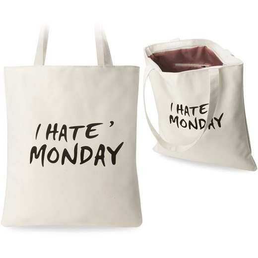 MŁODZIEŻOWA TORBA NA ZAKUPY BAWEŁNIANY SHOPPERBAG RÓŻNE WZORY - BEŻOWY I HATE MONDAY zielony world-style.pl