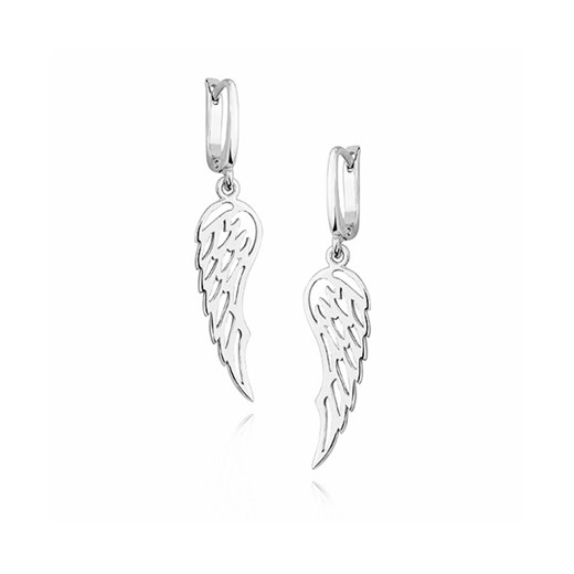 Eleganckie rodowane wiszące srebrne kolczyki celebrytka skrzydła skrzydełka wings srebro 925 KS0157D