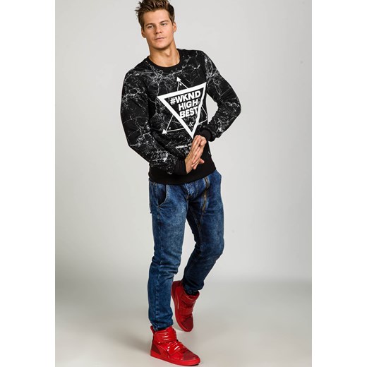 Bluza męska bez kaptura z nadrukiem czarna Denley J40