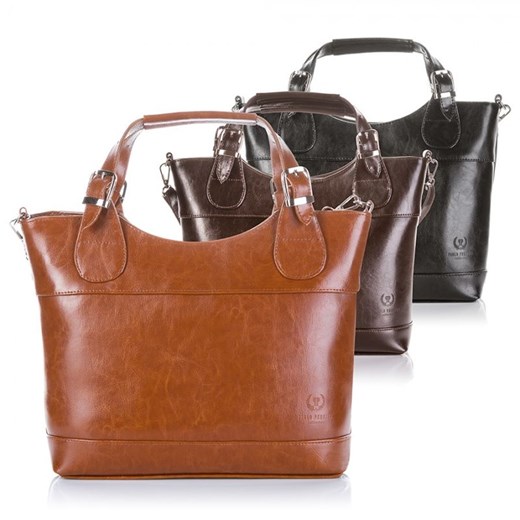 Czarna Włoska skórzana damska torba PAOLO PERUZZI SHOPPER BAG Paolo Peruzzi One Size merg.pl