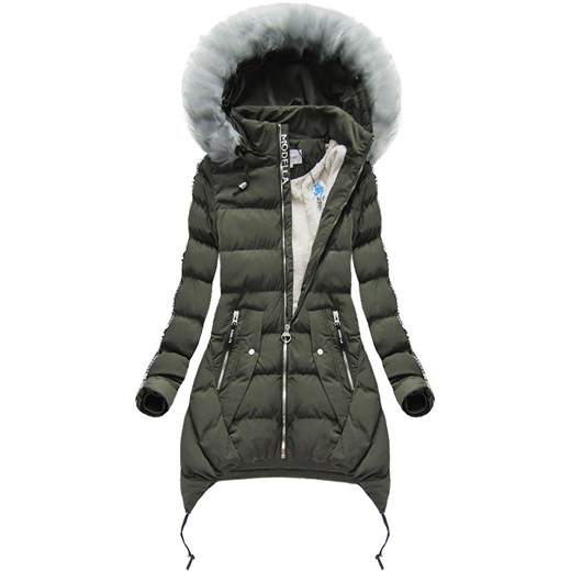 KURTKA ZIMOWA Z NADRUKAMI KHAKI (2503) szary Go-Start XL (42) goodlookin.pl