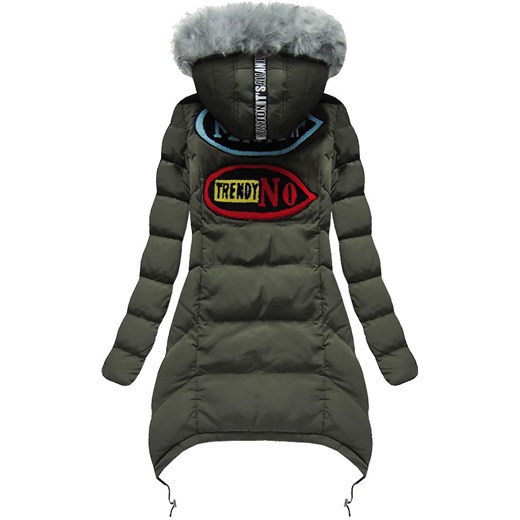 KURTKA ZIMOWA Z NADRUKAMI KHAKI (2503) Go-Start szary S (36) goodlookin.pl