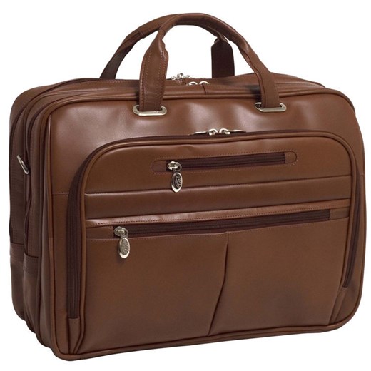 Torba skórzana męska na laptopa 17" Mcklein Rockford brązowa