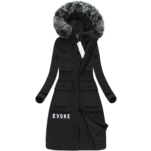 PŁASZCZ ZIMOWY Z PUCHEM NATURALNYM CZARNY (X7087X) Ljr XXL (44) goodlookin.pl