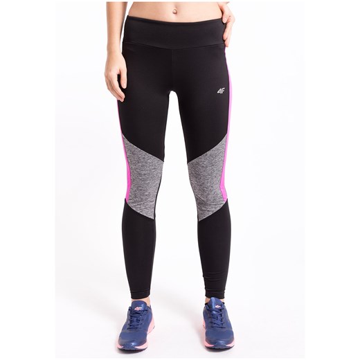 Legginsy treningowe damskie SPDF207z - sól i pieprz 4F