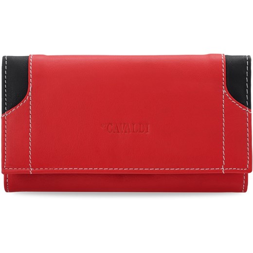 Stylowy portfel damski cavaldi harmonijka skóra naturalna – czerwony Cavaldi czerwony world-style.pl