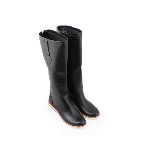 kozaki dziurkowane z suwakiem - skóra naturalna - model 126 - kolor czarny Zapato 37 zapato.com.pl