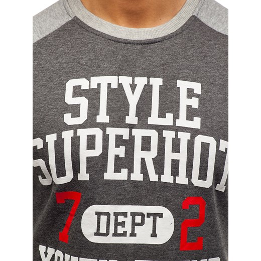 Bluza męska bez kaptura z nadrukiem szaro-antracytowa Denley J09