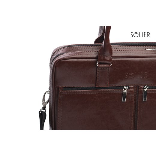 Torba skórzana na ramię, laptopa SOLIER S41 burgund czarny Solier Skorzana.com