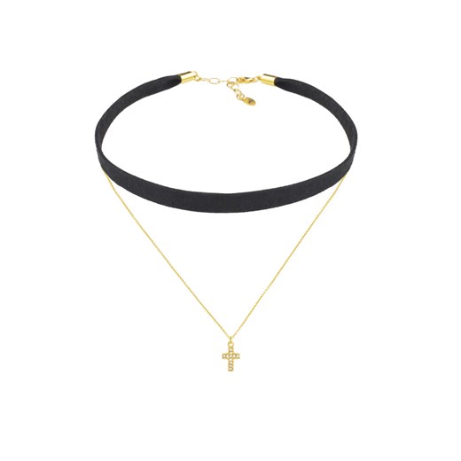 Choker Aksamitka + Złoty Naszyjnik 4 Perlove Biżuteria-Perlove
