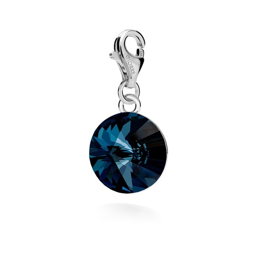 SREBRNY CHARMS KRYSZTAŁ SWAROVSKI RIVOLI 12MM 925 : Kolor kryształu SWAROVSKI - Montana, Kolor pokrycia srebra - Pokrycie Jasnym Rodem Giorre