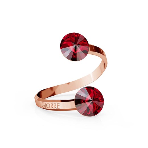 SREBRNY PIERŚCIONEK SWAROVSKI RIVOLI 8MM 925 : Kolor kryształu SWAROVSKI - Siam, Kolor pokrycia srebra - Pokrycie Różowym 18K Złotem Giorre
