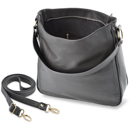 Shopper bag czarna ze skóry ekologicznej elegancka