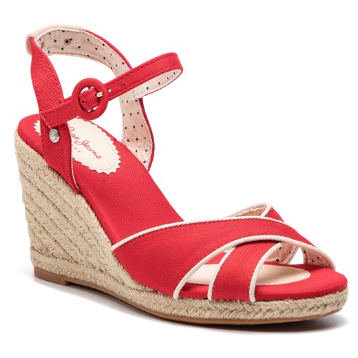 Espadryle damskie Pepe Jeans z klamrą z tworzywa sztucznego bez wzorów na koturnie