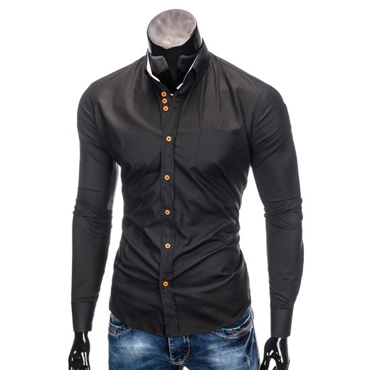 Koszula męska elegancka z długim rękawem K302 - czarna