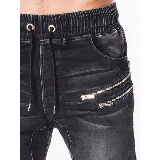 Spodnie męskie jeansowe joggery P405 - czarne