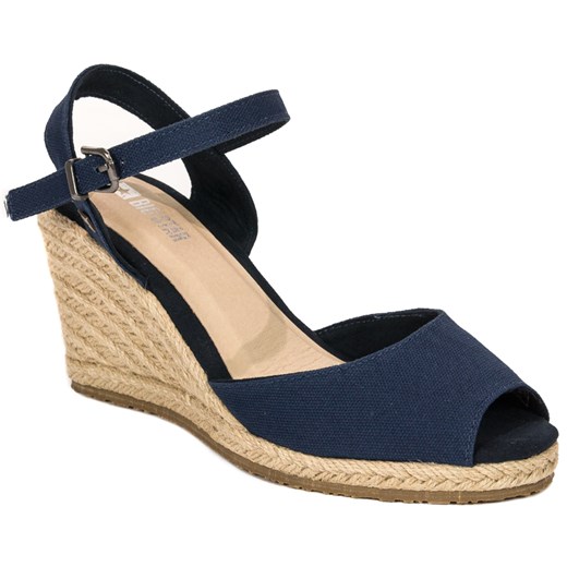 Espadryle damskie niebieskie Big Star na platformie bez wzorów letnie tkaninowe z klamrą