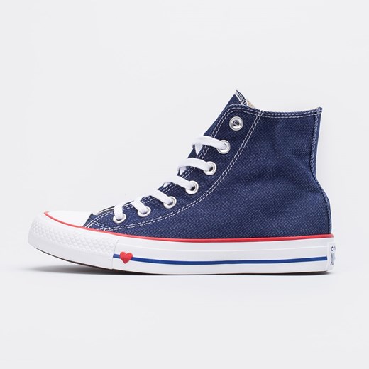 Trampki damskie Converse z wysoką cholewką na płaskiej podeszwie bez wzorów sznurowane sportowe