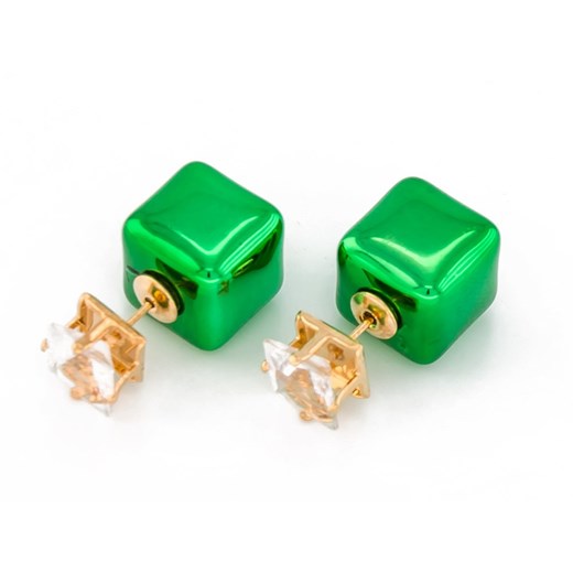Kolczyki cube green Cloe uniw crystalove.pl