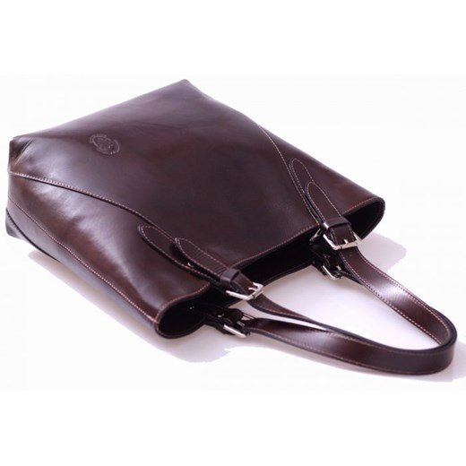 Uniwersalna Torba skórzana Genuine Leather dł. rączki Czrkolada