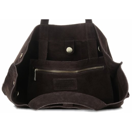 Shopper bag Vera Pelle bez dodatków ze skóry