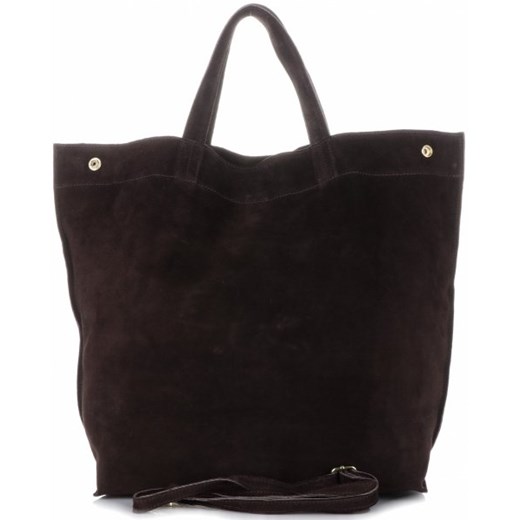 Shopper bag Vera Pelle na ramię ze skóry bez dodatków