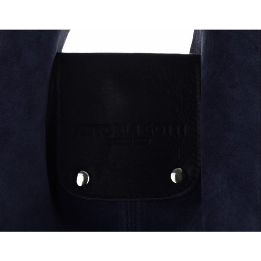 Duże Torby Skórzane ShopperBag XXL Vittoria Gotti Made in Italy zamsz naturalny wysokiej jakości Granatowa (kolory)