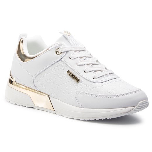 Sneakersy damskie Guess wiązane ze skóry ekologicznej gładkie na koturnie