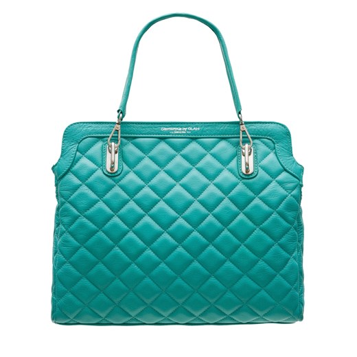 Shopper bag Glamorous By Glam bez dodatków niebieska na ramię skórzana duża