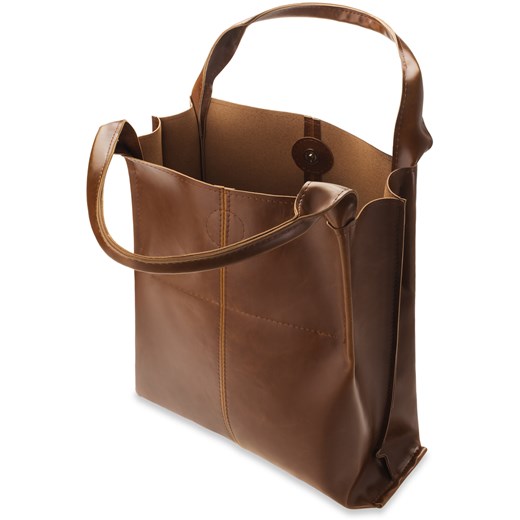 Shopper bag czerwona duża ze skóry ekologicznej