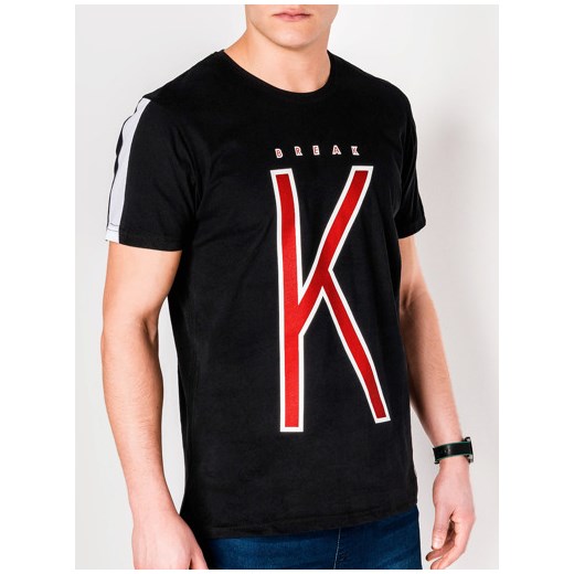 T-shirt męski z nadrukiem S925 - czarny