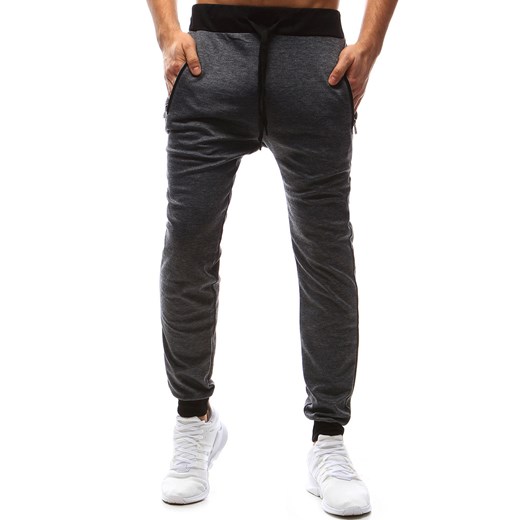 Antracitové pánské jogger tepláky (ux0986)