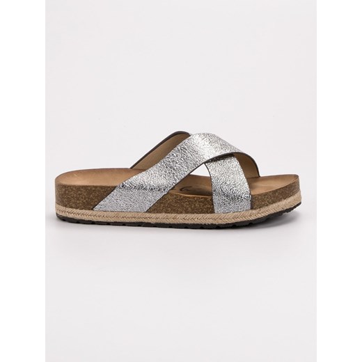 CzasNaButy espadryle damskie casual srebrne bez wzorów