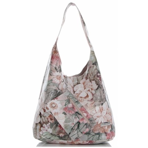 Wielokolorowa shopper bag Vittoria Gotti na wakacje duża skórzana