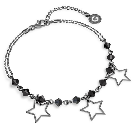 SREBRNA BRANSOLETKA Z GWIAZDAMI, SREBRO 925 SWAROVSKI : Kolor pokrycia srebra - Pokrycie Czarnym Rodem Giorre