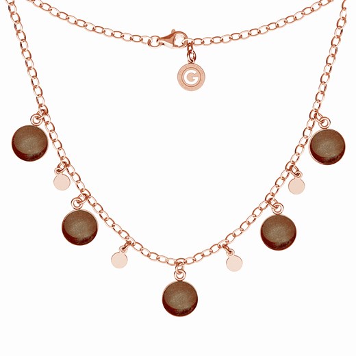 SREBRNY NASZYJNIK CHOKER Z KOLOROWĄ ŻYWICĄ, SREBRO 925 : Kolor pokrycia srebra - Pokrycie Różowym 18K Złotem , Kolor żywicy - brązowy Giorre