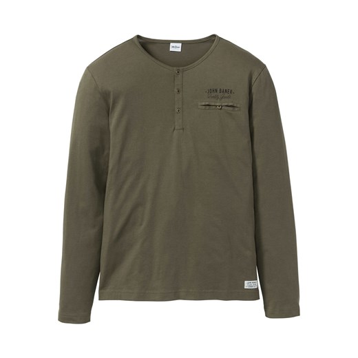 T-shirt męski John Baner JEANSWEAR zielony z długim rękawem