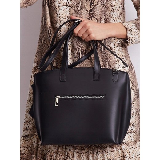 Shopper bag Rovicky elegancka z breloczkiem skórzana na ramię