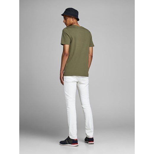 T-shirt męski Jack & Jones z krótkim rękawem na wiosnę zielony gładki